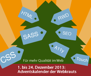 Banner 300x250px für den Adventskalender 2013 der Webkrauts
