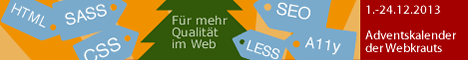 Banner 468x60px für den Adventskalender 2013 der Webkrauts