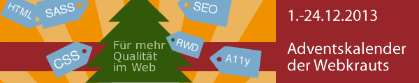 Banner 600x120px für den Adventskalender 2013 der Webkrauts