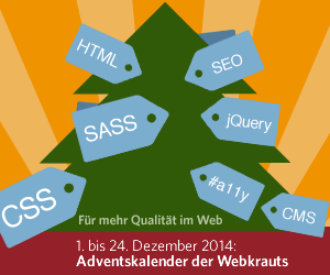Banner 300x250px für den Adventskalender 2014 der Webkrauts