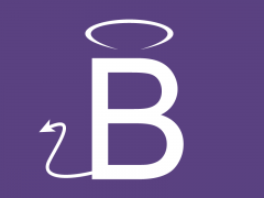 Bootstrap-B mit Heiligenschein und Teufelsschwanz