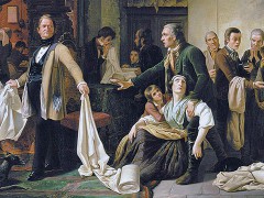 Gemälde »Die schlesischen Weber«, K.W. Hübner, 1844