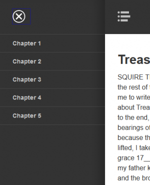 Das geöffnete Menü mit dem Button zum Schließen, der anstelle des Öffnen-Buttons eingeblendet wird.