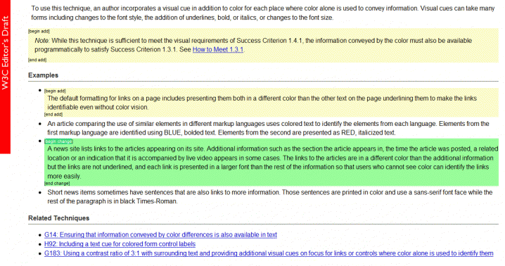 Abb. 6: Veränderungen im Dokument werden mit Farbe und Text gekennzeichnet.