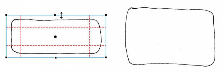 Illustration: Anwendung des 9-Slice-Skalieren-Werkzeugs