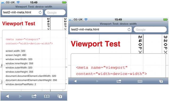 device-width bezieht sich in iOS immer auf die schmalere Seite, selbst in »portrait«-Orientierung