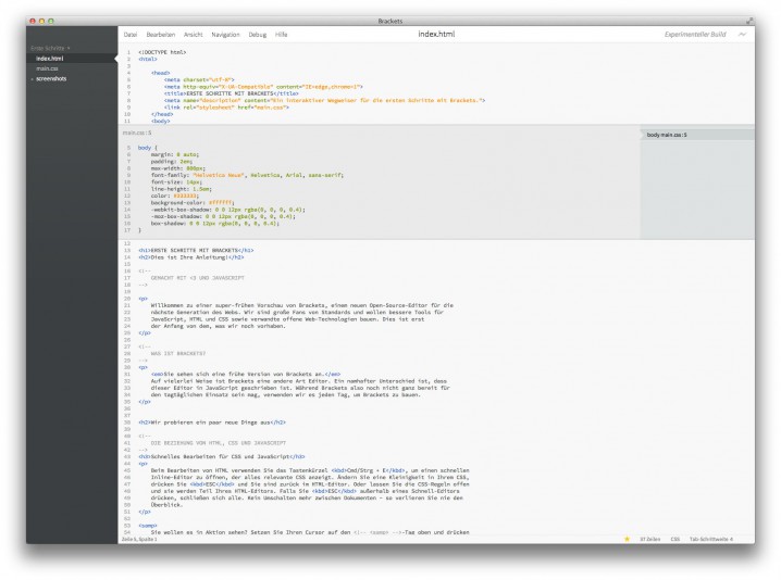 Per Quick Edit lässt sich CSS direkt in der HTML-Datei bearbeiten