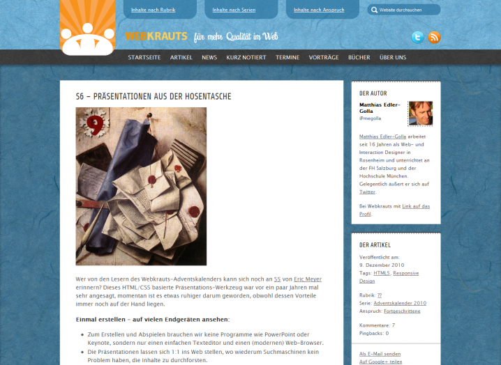 Screenshot einer Artikel-Seite