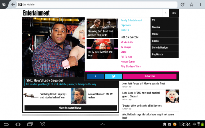 Auf dem Tablet erhält das mobile Menü zusätzlich Vorschaubilder.