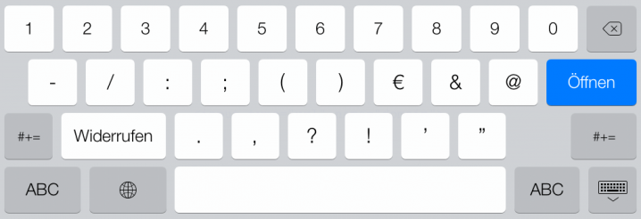 Zahlentastatur beim type-Parameter tel auf dem iPad