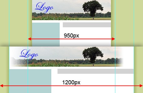 Flexibles Layout, demonstriert durch zwei Breiten