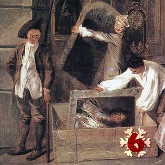 Gemälde (Ausschnitt): Antoine Watteau, Das Ladenschild des Kunsthändlers Gersaint, 1720/21. Schloss Charlottenburg, Berlin.