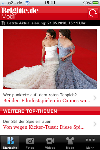 Screenshot der Brigitte-App