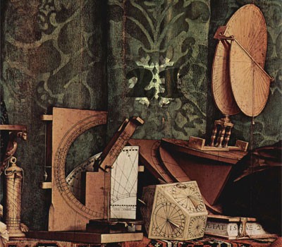 Gemälde (Ausschnitt): Hans Holbein d. J., Die Gesandten. 1533. National Gallery, London.