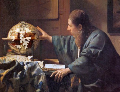 Gemälde (Ausschnitt): Jan Vermeer van Delft, Der Astronom. 1668. Louvre, Paris.