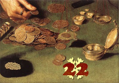 Gemälde (Ausschnitt): Quentin Massys, Der Goldwägler und seine Frau. 1514. Louvre, Paris.