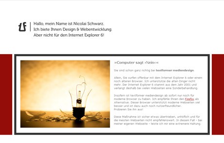 Die Webseite im Internet Explorer 6