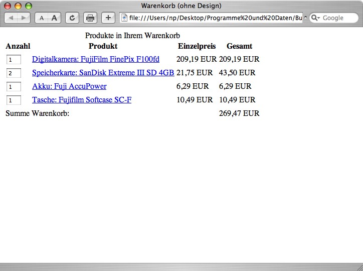 In der Quellcode-Ansicht sieht die Grundstruktur der Tabelle so aus