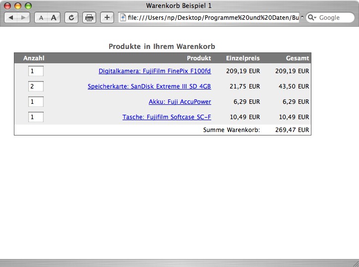 Warenkorb in klassischem Grau