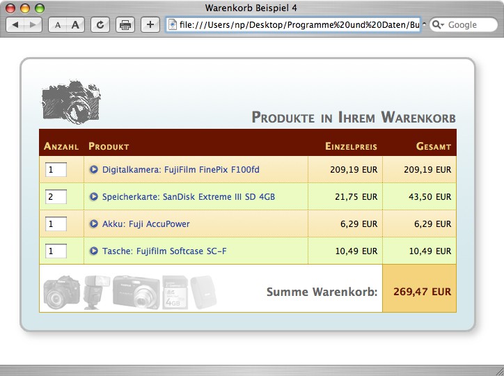 Warenkorb als CSS3-Lösung