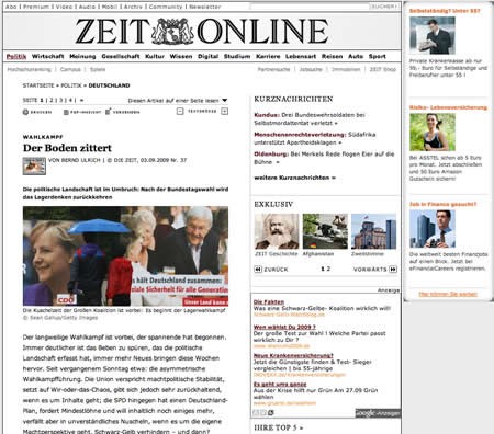 Screenshot: Die ZEIT vor dem Relaunch