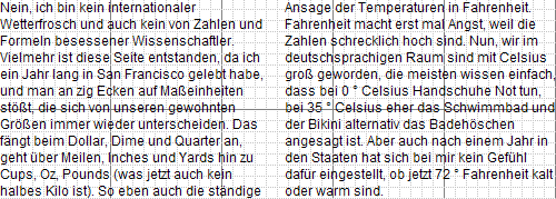 Opera 11 Screenshot - zweispaltige Darstellung über column-count: 3; column-width: 200px;