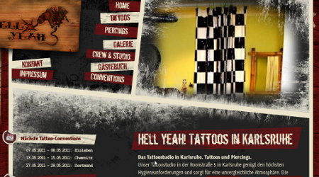 Screenshot der Webseite von Hell Yeah! Tattoos