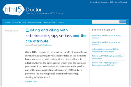 Screenshot: html5doctor.com