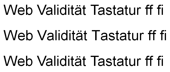 Rendering der Wörter »Web Validator Tastatur ff fi«