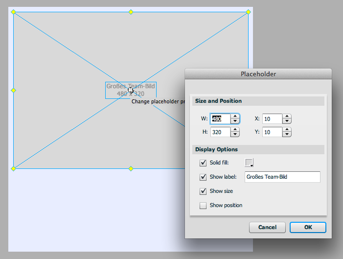 Screenshot: Fireworks Placeholder-Plugin