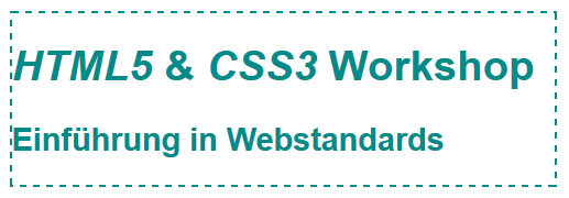 Darstellung der h1 und h2 mit oben genanntem CSS