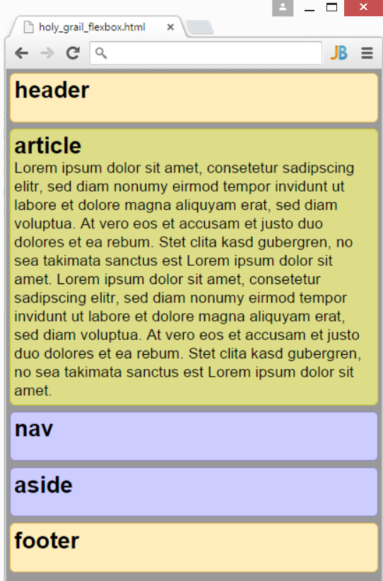 Holy-Grail-Layout: einspaltig Holy-Grail-Layout: einspaltig