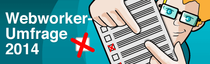 Banner Webkrauts-Umfrage 2014, Format 410x125
